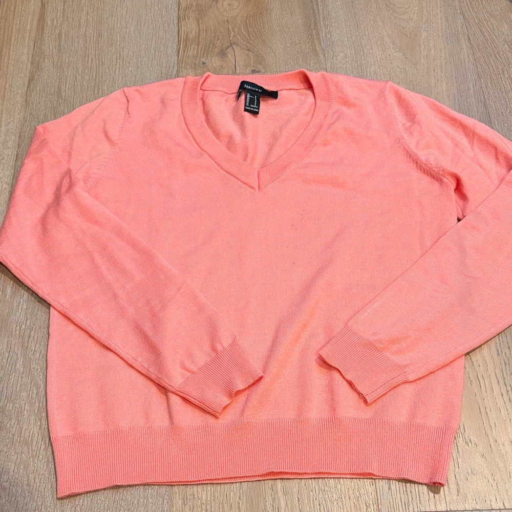 Forever 21 Pink V-Neck Sweater